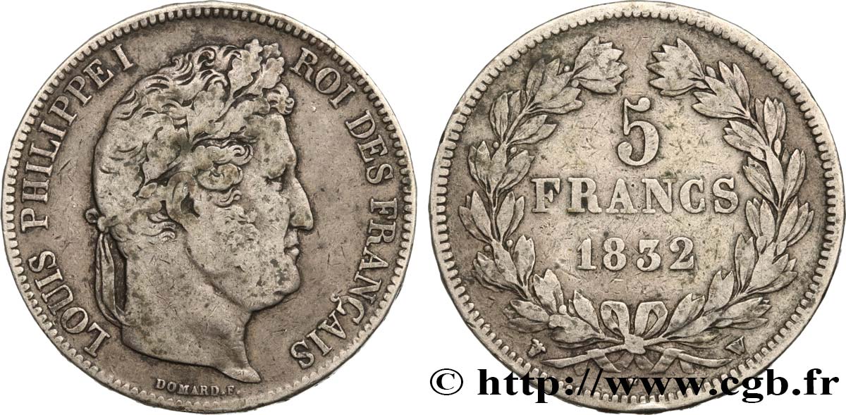 5 francs IIe type Domard 1832 Lille F.324/13 TB30 