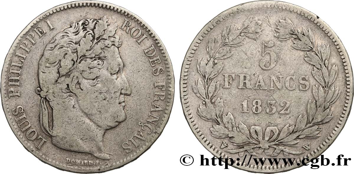 5 francs IIe type Domard 1832 Lille F.324/13 S30 