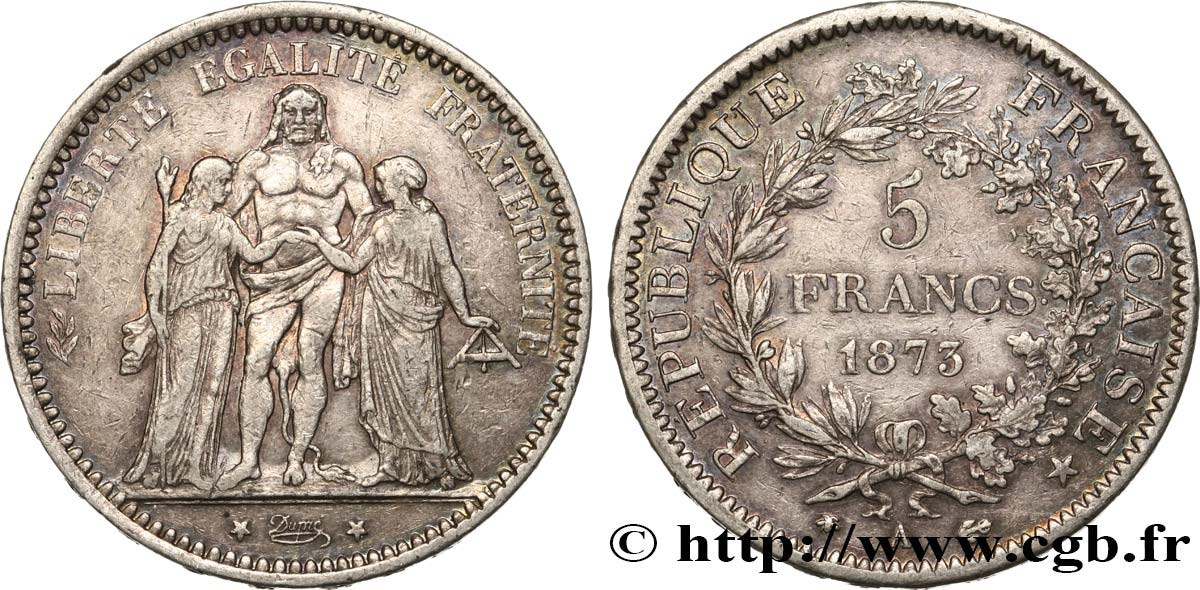 5 francs Hercule 1873 Paris F.334/9 TTB 