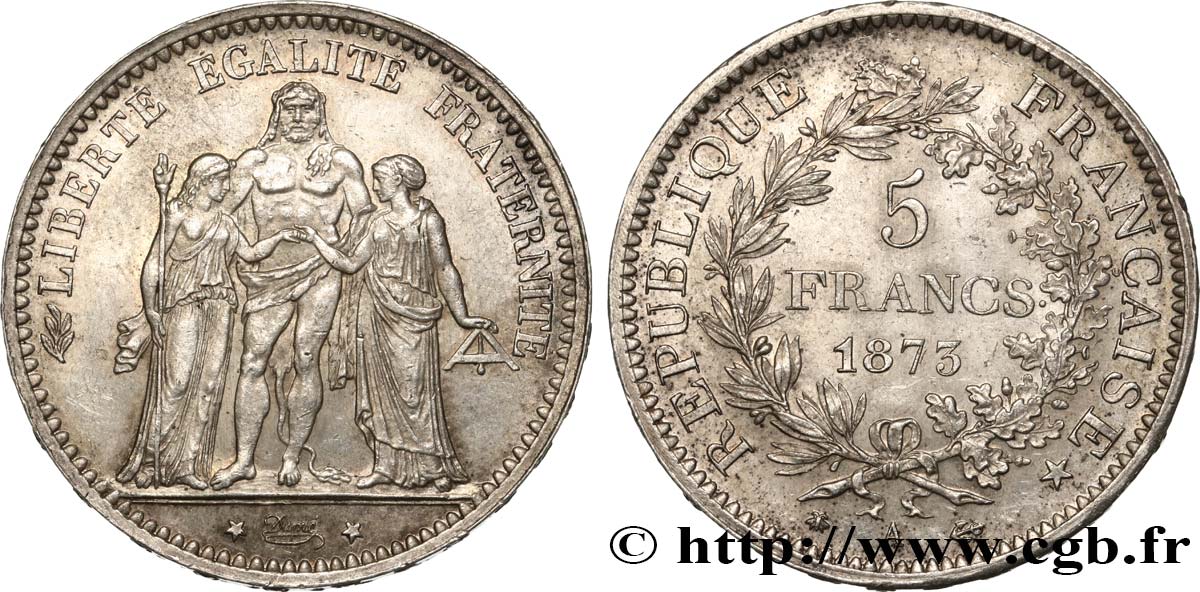 5 francs Hercule 1873 Paris F.334/9 BB 