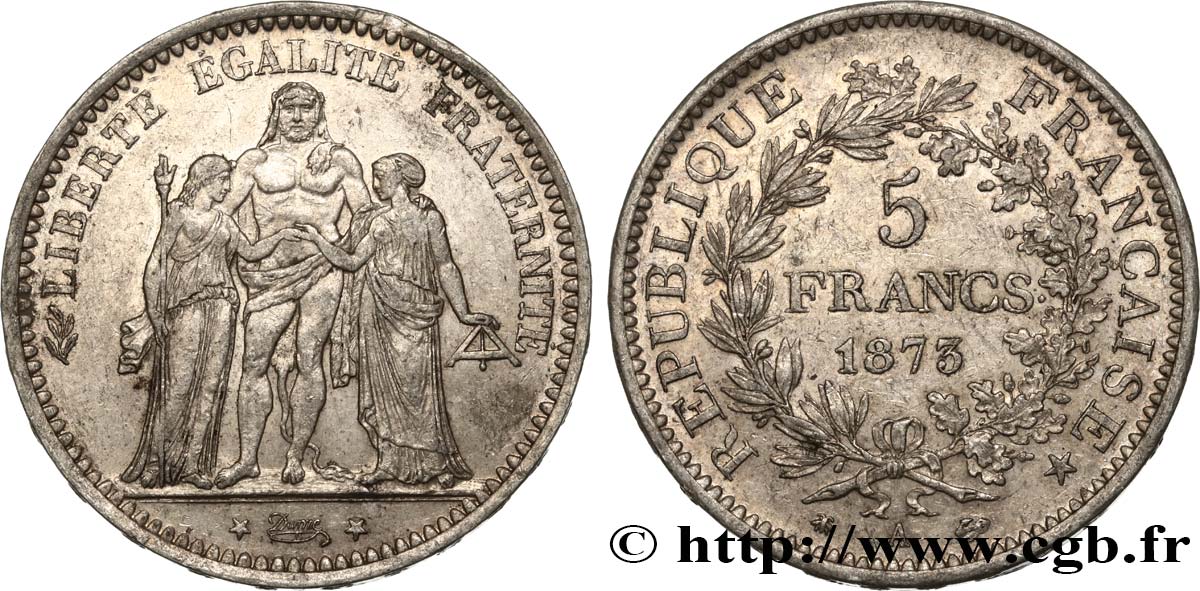 5 francs Hercule 1873 Paris F.334/9 MBC 