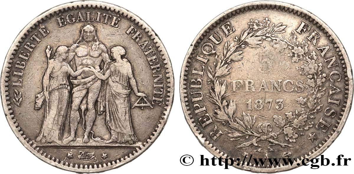 5 francs Hercule 1873 Paris F.334/9 VF 