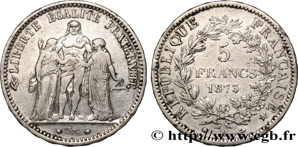 5 francs Hercule 1873 Paris F.334/9 TB+ 
