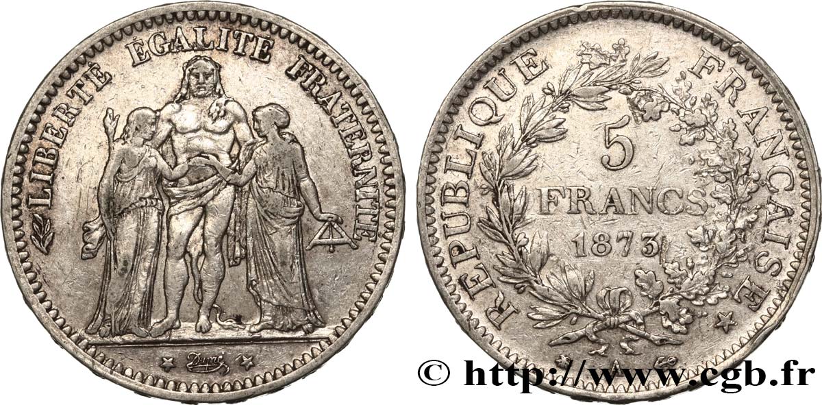 5 francs Hercule 1873 Paris F.334/9 TB+ 