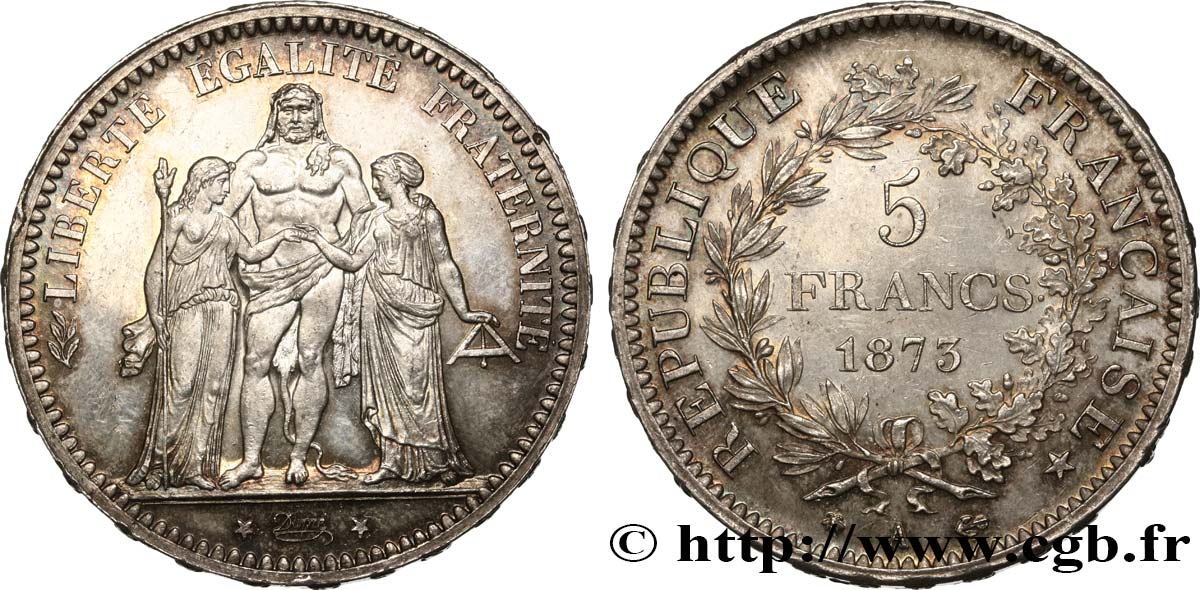 5 francs Hercule 1873 Paris F.334/9 EBC60 