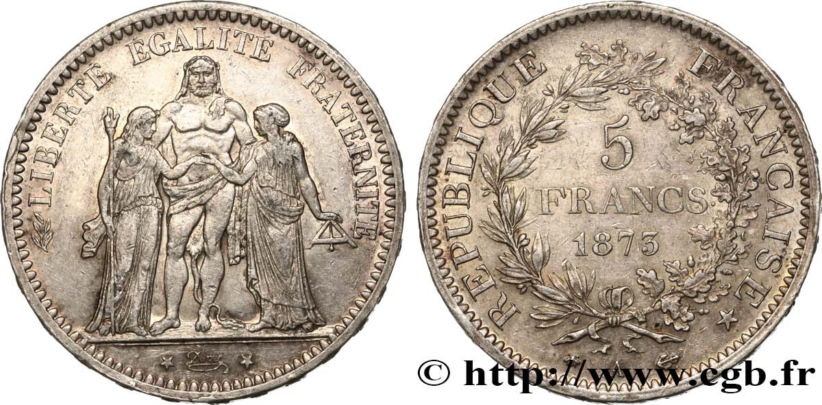 5 francs Hercule 1873 Paris F.334/9 SPL60 