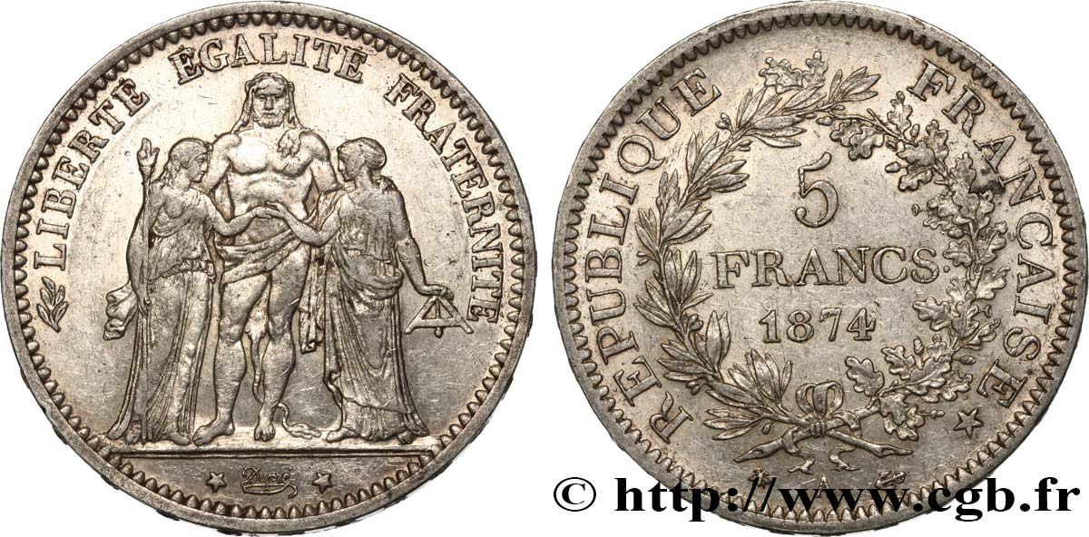 5 francs Hercule 1874 Paris F.334/12 XF 