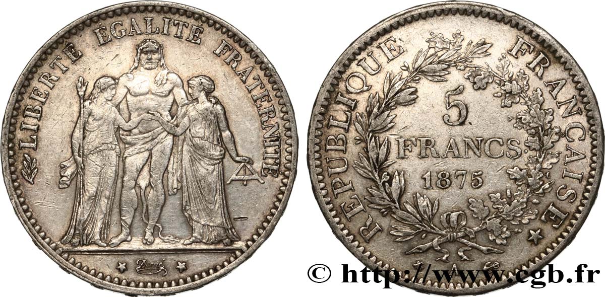 5 francs Hercule 1875 Paris F.334/14 S 