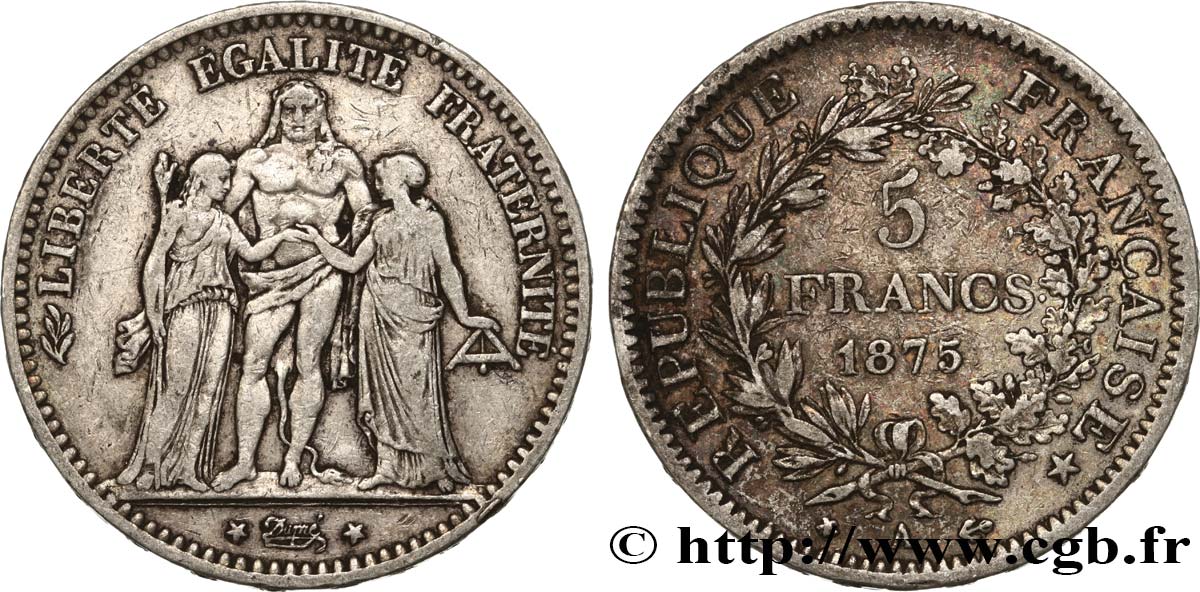 5 francs Hercule 1875 Paris F.334/14 VF 