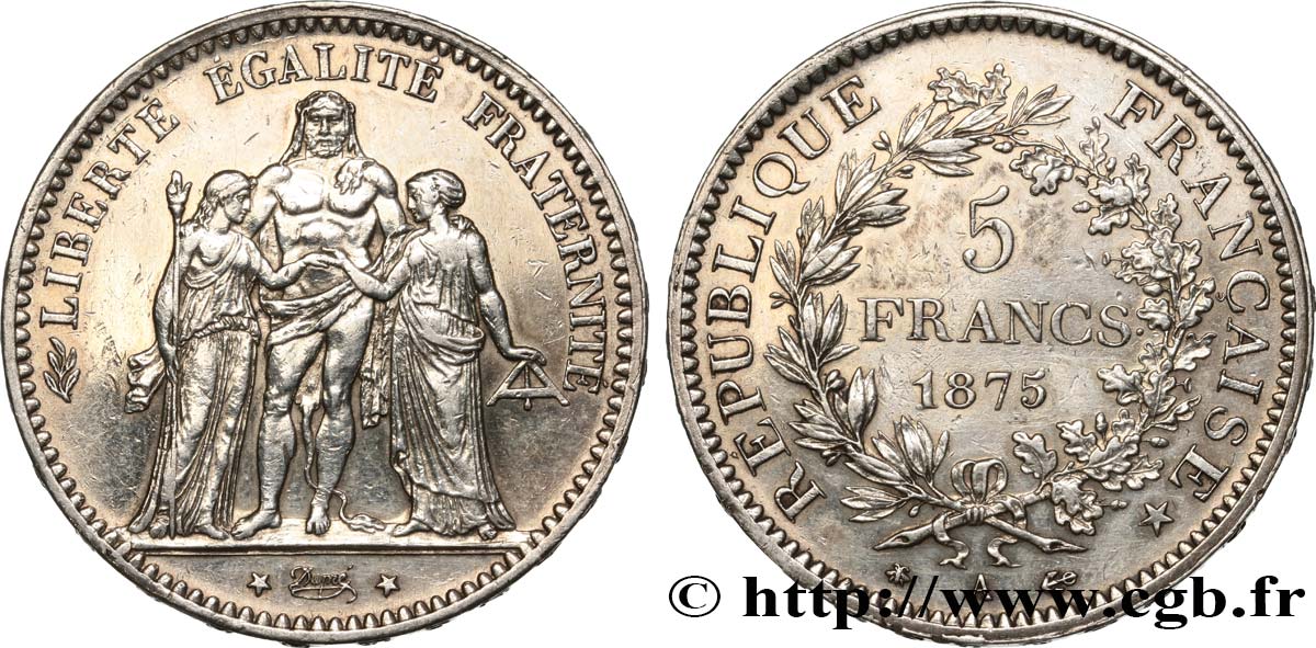 5 francs Hercule 1875 Paris F.334/14 TB 