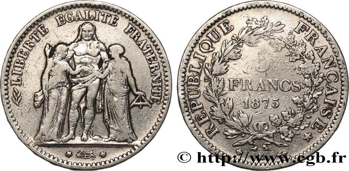 5 francs Hercule 1875 Bordeaux F.334/16 TB25 