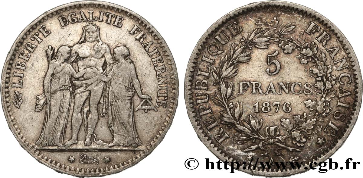 5 francs Hercule 1876 Paris F.334/17 VF25 