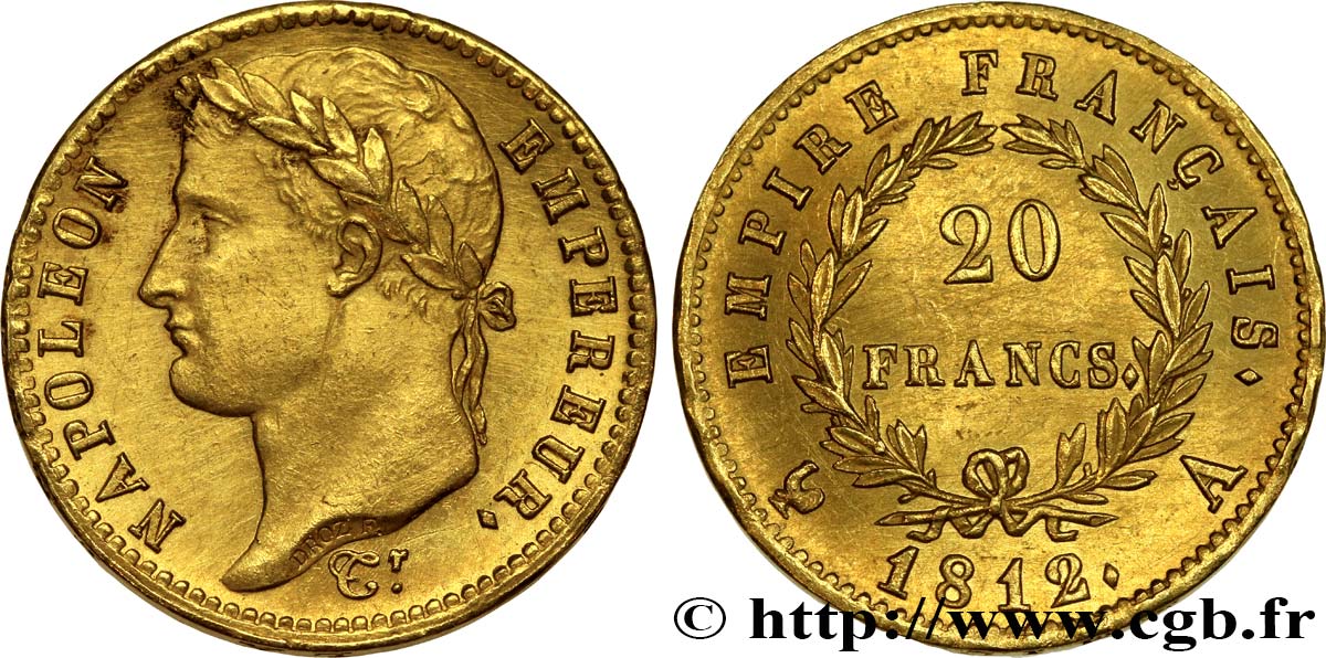 20 francs or Napoléon tête laurée, Empire français 1812 Paris F.516/22 MS 