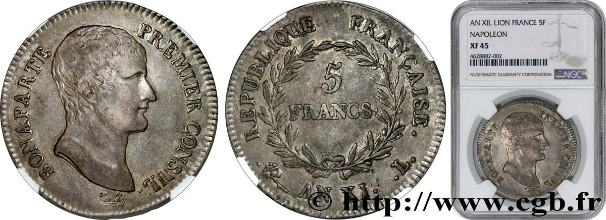 5 francs Bonaparte Premier Consul 1803 Bayonne F.301/4 MBC45 NGC