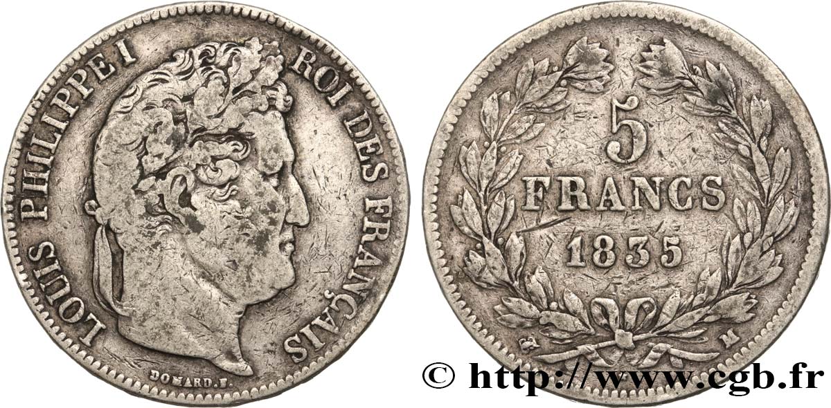 5 francs IIe type Domard 1835 Toulouse F.324/49 S20 