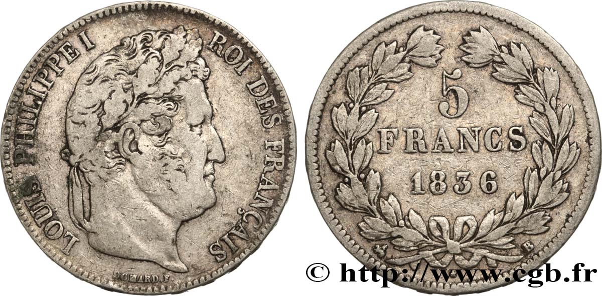 5 francs IIe type Domard 1836 Rouen F.324/54 S20 