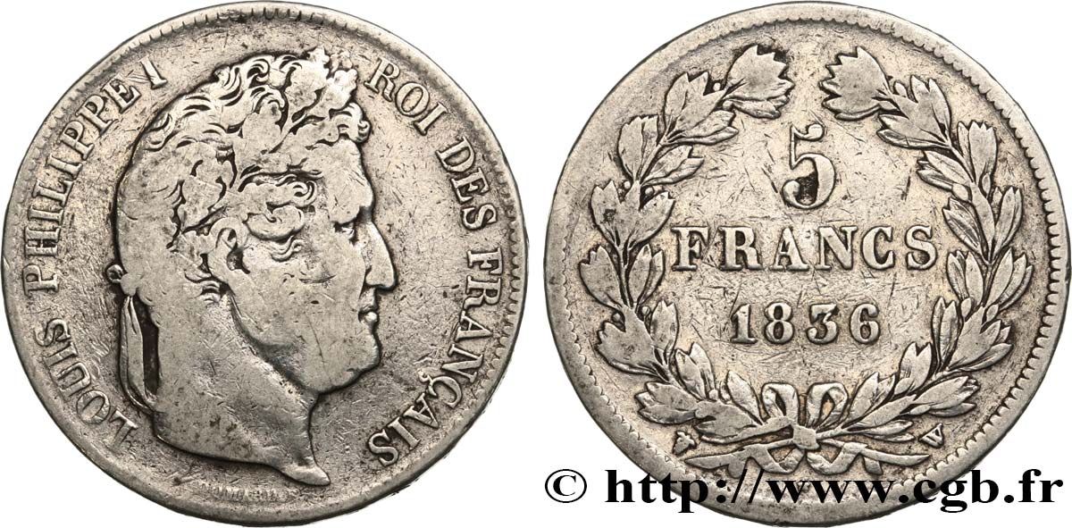 5 francs IIe type Domard 1836 Lille F.324/60 TB25 
