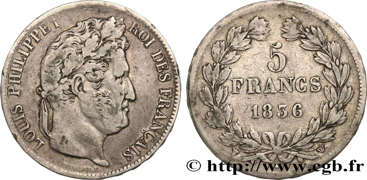 5 francs IIe type Domard 1836 Lille F.324/60 TB25 