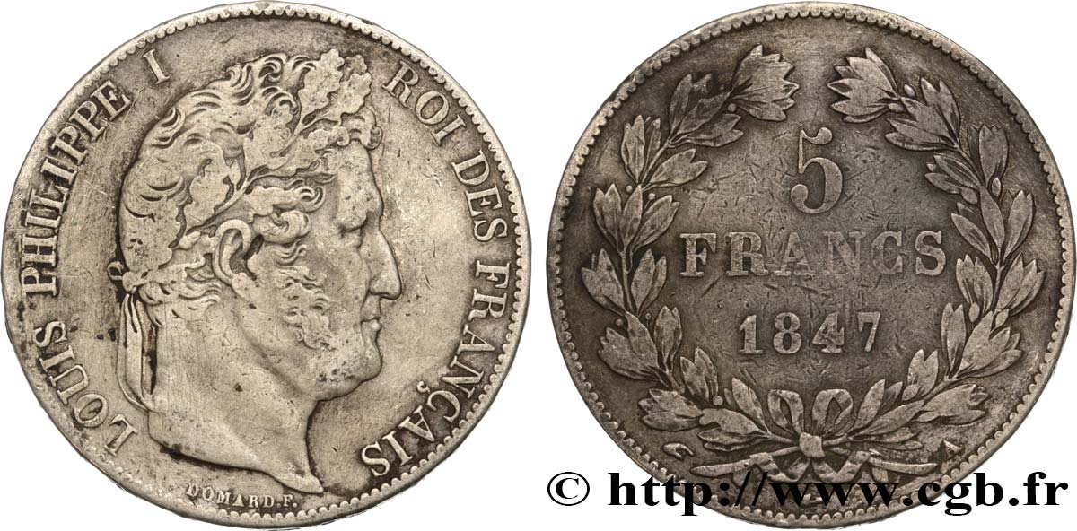 5 francs IIIe type Domard 1847 Paris F.325/14 S35 