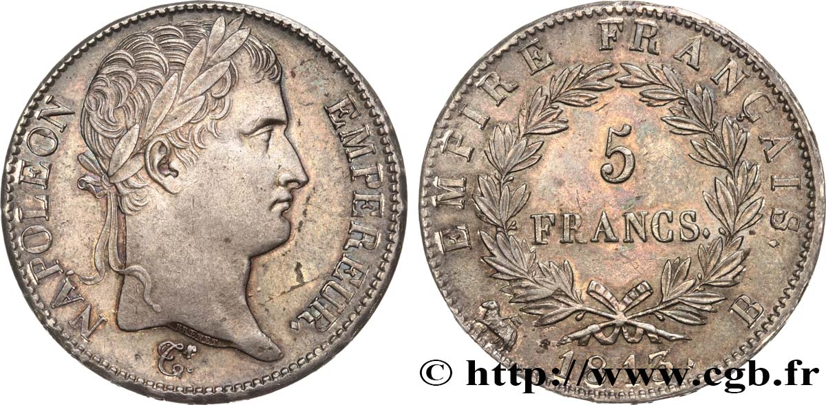 5 francs Napoléon Empereur, Empire français 1813 Rouen F.307/59 MS61 
