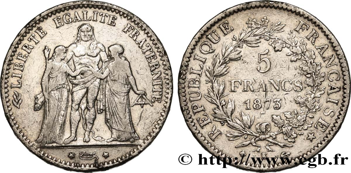 5 francs Hercule 1873 Bordeaux F.334/11 TB 