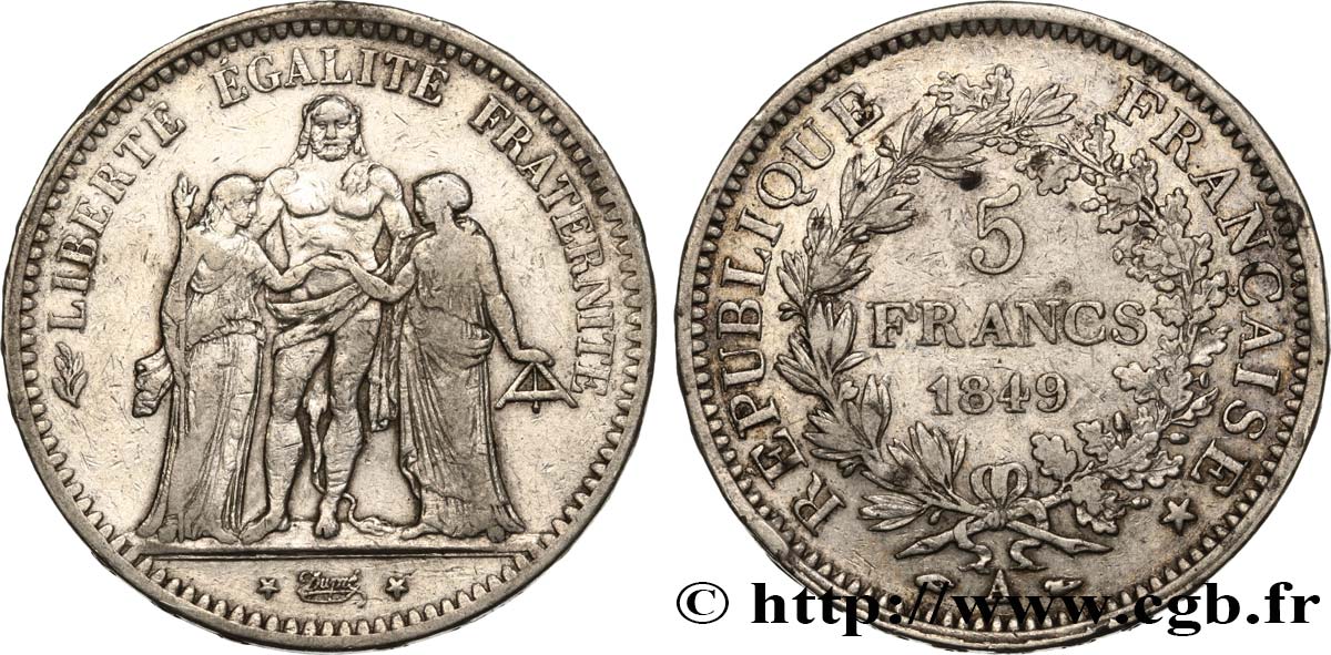 5 francs Hercule, IIe République 1849 Paris F.326/5 MB 