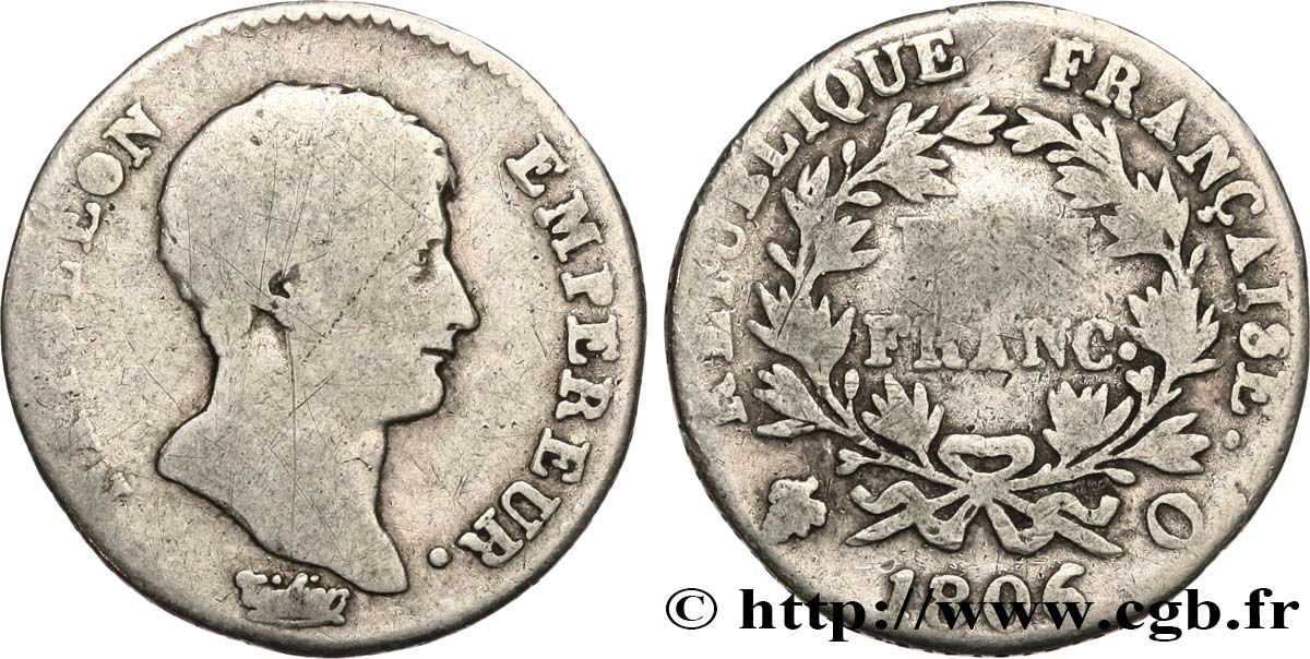 Demi-franc Napoléon Empereur, Calendrier grégorien 1806 Perpignan F.175/5 B8 