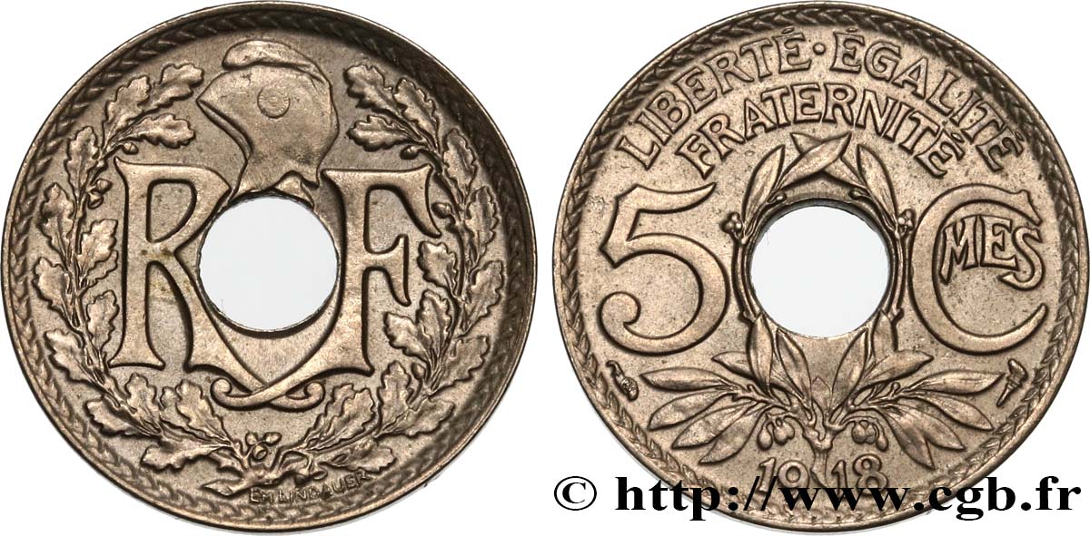 5 centimes Lindauer, grand module 1918 Paris F.121/2 BB52 