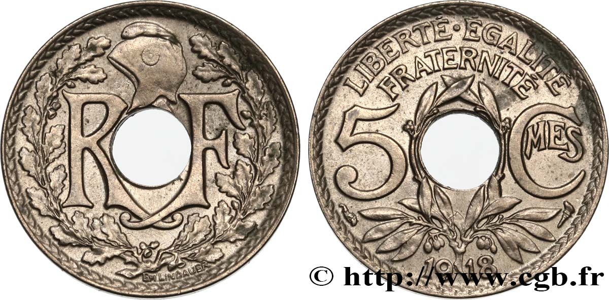 5 centimes Lindauer, grand module 1918 Paris F.121/2 MBC52 