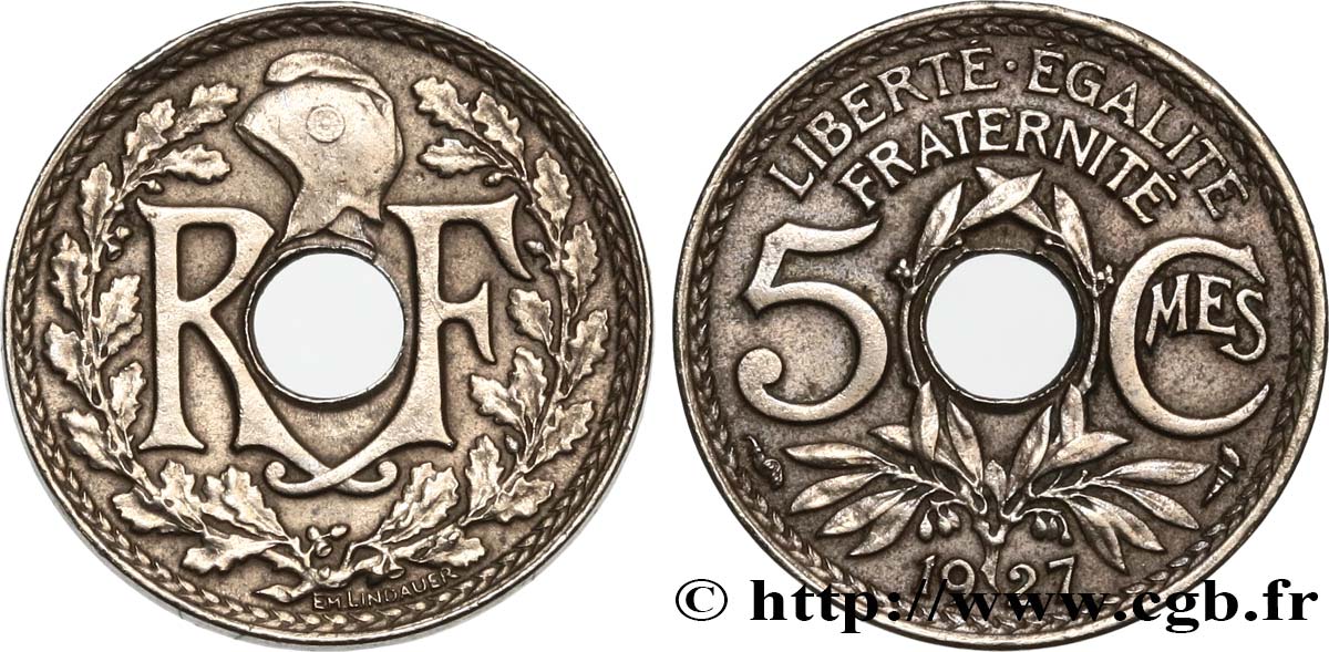 5 centimes Lindauer, petit module 1927  F.122/12 SS 