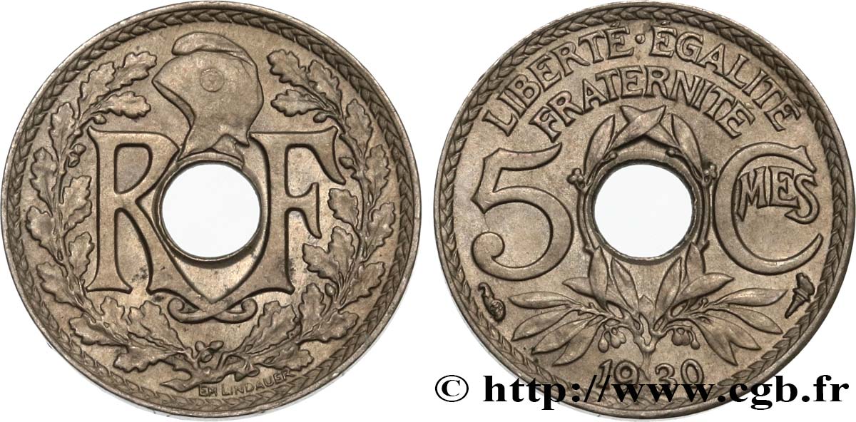 5 centimes Lindauer, petit module 1930 Paris F.122/13 SS53 