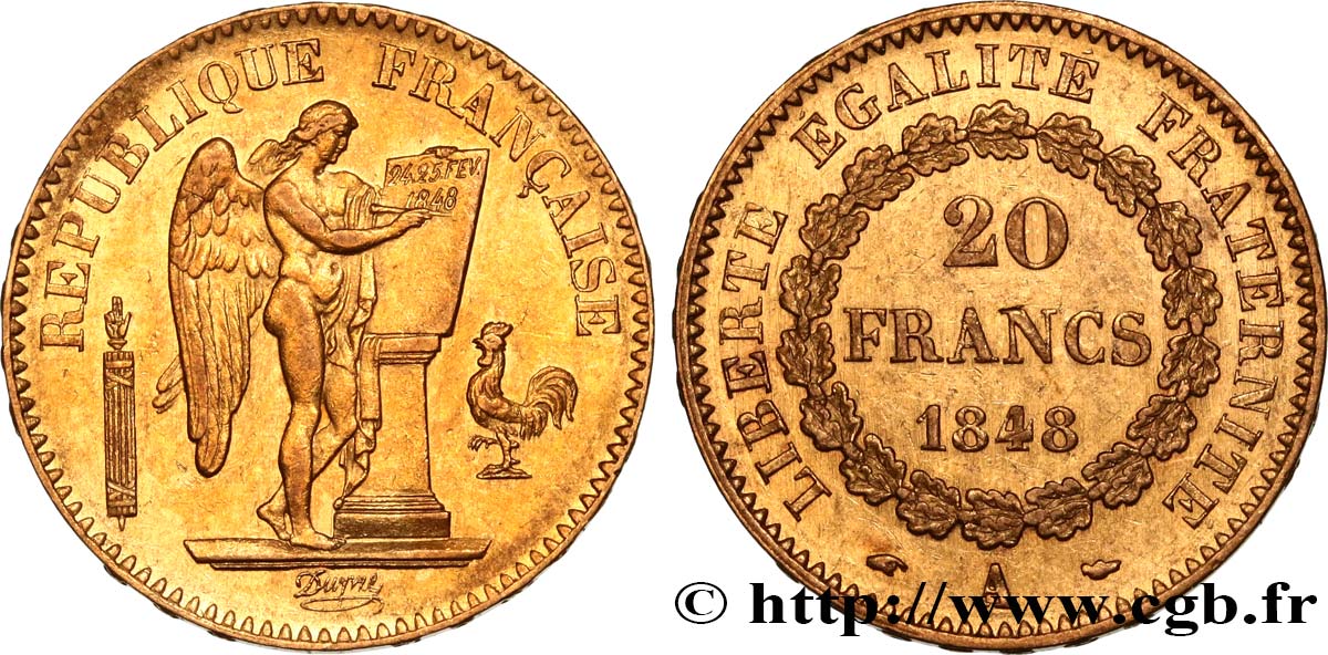 20 francs or Génie, IIe République 1848 Paris F.528/1 SS48 