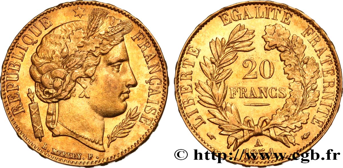 20 francs or Cérès 1851 Paris F.529/4 AU53 
