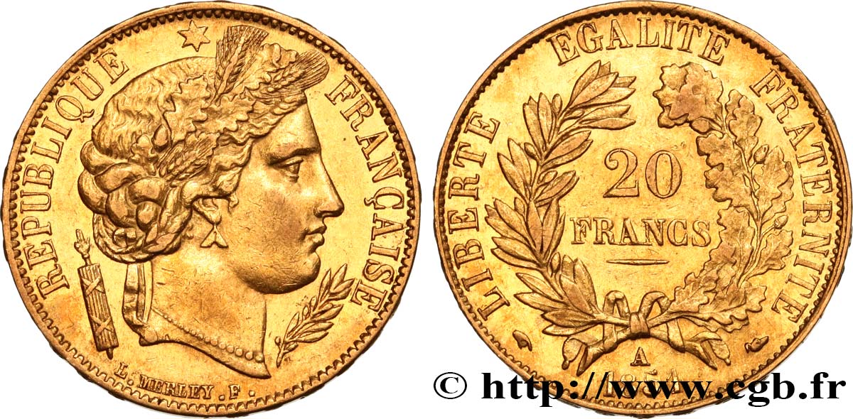 20 francs or Cérès 1851 Paris F.529/4 AU53 