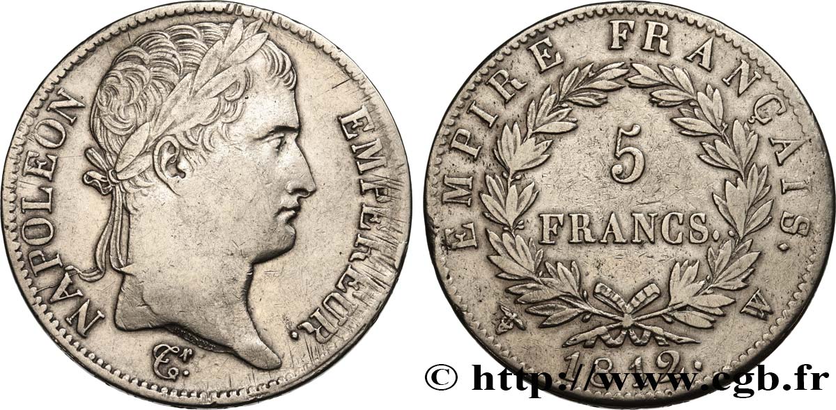 5 francs Napoléon Empereur, Empire français 1812 Lille F.307/57 BC+ 