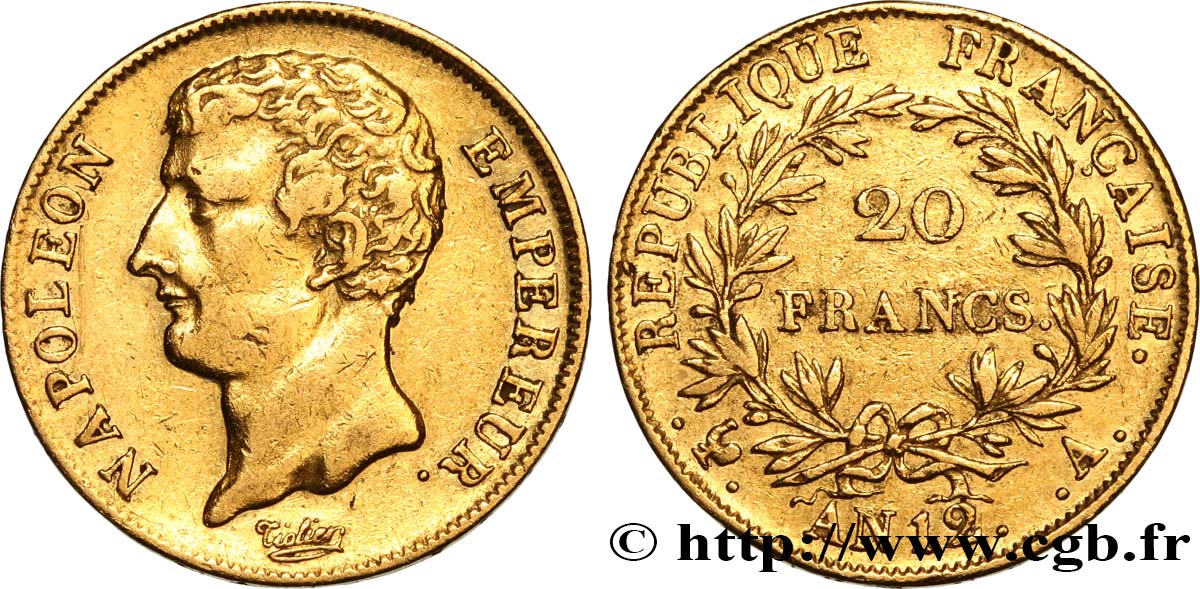 20 francs or Napoléon Empereur, buste intermédiaire 1804 Paris F.511/1 SS 