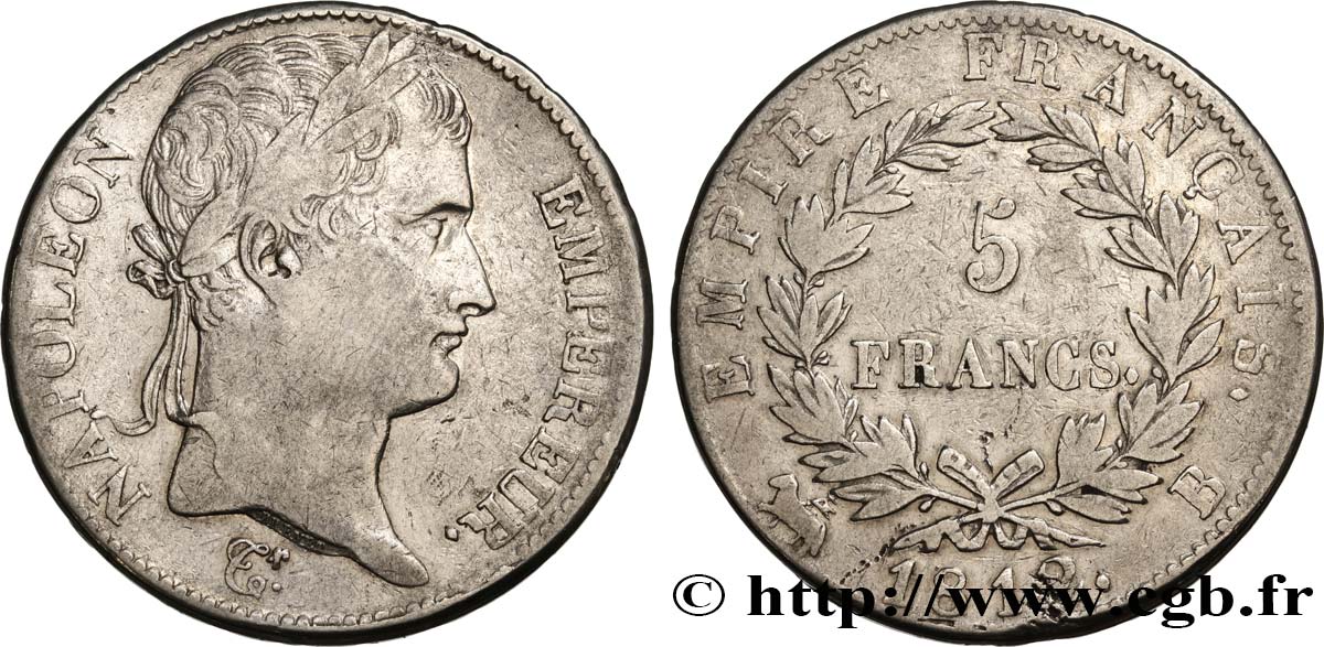 5 francs Napoléon Empereur, Empire français 1812 Rouen F.307/42 VF 