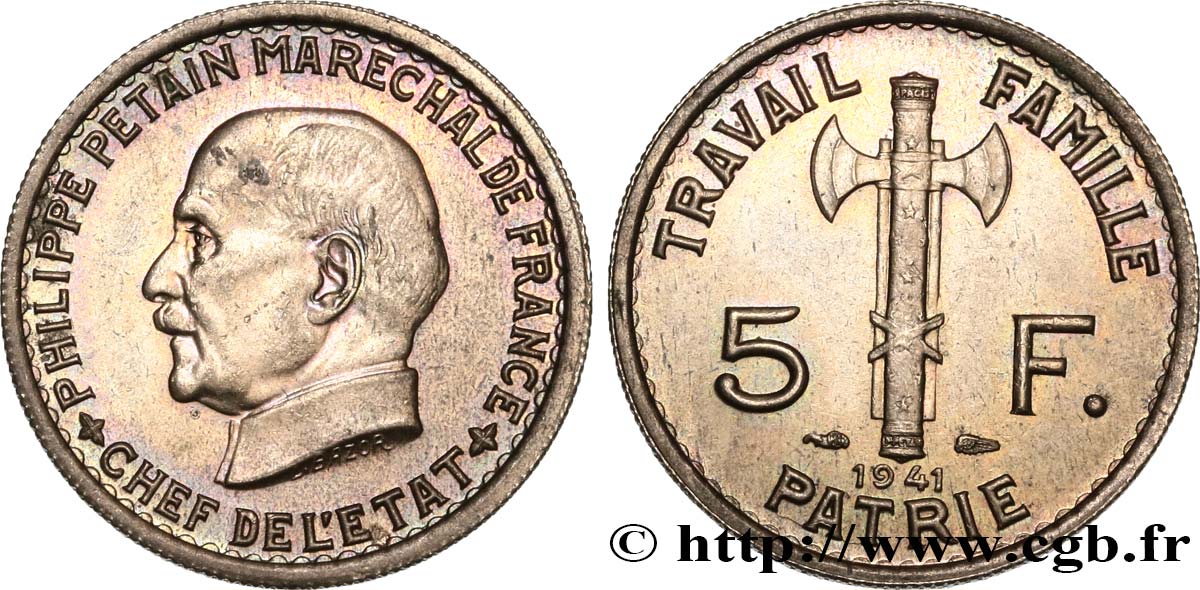 5 francs Pétain 1941  F.338/2 EBC58 