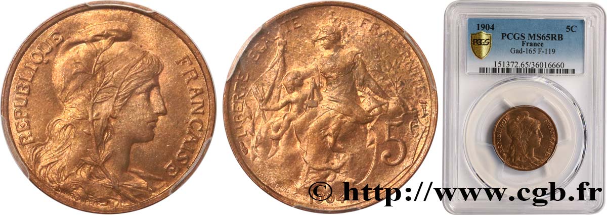 5 centimes Daniel-Dupuis 1904  F.119/14 FDC65 PCGS