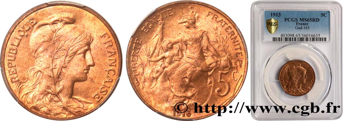 5 centimes Daniel-Dupuis 1913  F.119/25 MS65 PCGS