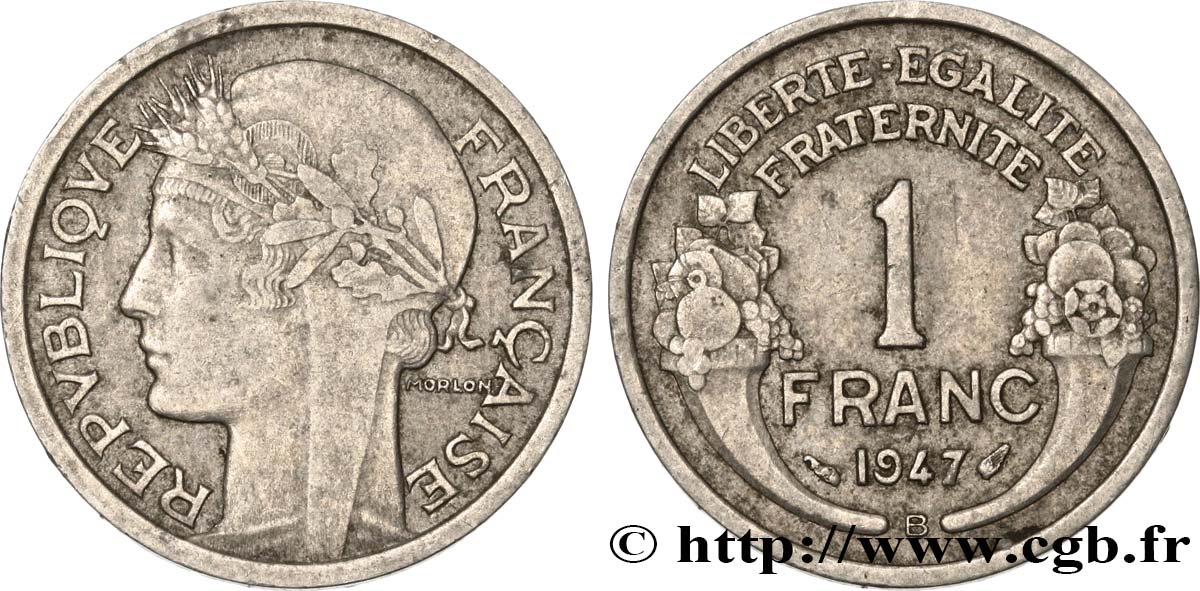 1 franc Morlon, légère, frappe médaille 1947 Beaumont-Le-Roger F.221/12 var. fSS 
