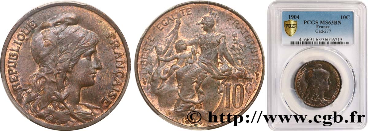 10 centimes Daniel-Dupuis 1904  F.136/13 MS63 PCGS