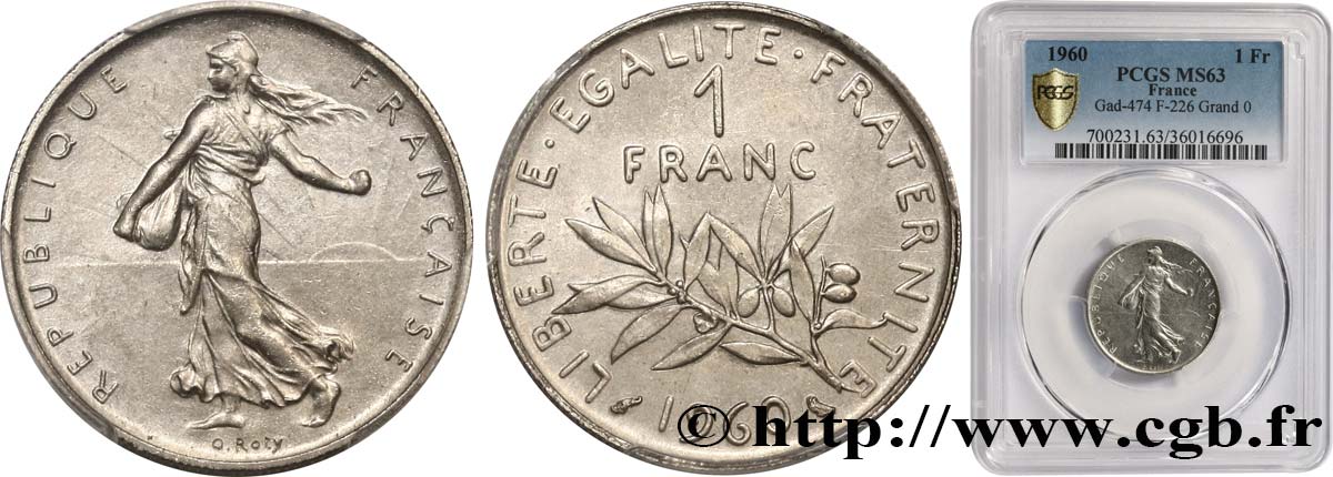 1 franc Semeuse, nickel 1960 Paris F.226/5 MS63 PCGS