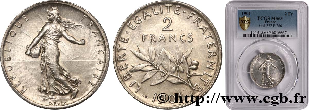 2 francs Semeuse 1901 Paris F.266/6 MS63 PCGS