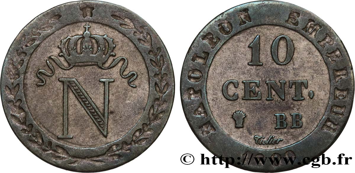 10 cent. à l N couronnée 1809 Strasbourg F.130/12 MBC40 