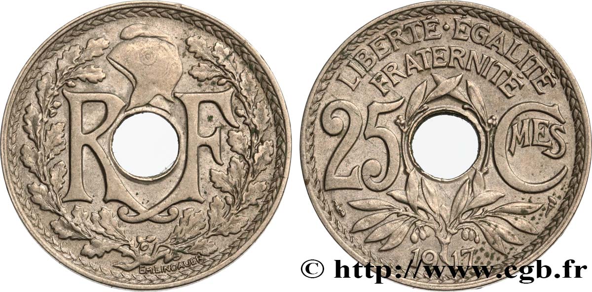 25 centimes Lindauer 1917  F.171/1 AU50 