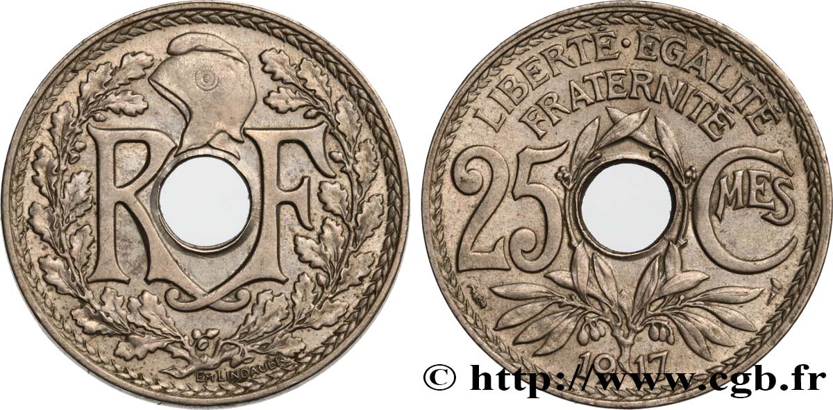 25 centimes Lindauer 1917  F.171/1 AU55 