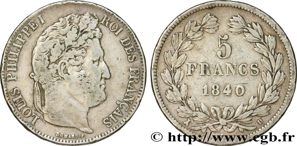 5 francs IIe type Domard 1840 Lyon F.324/86 VF30 