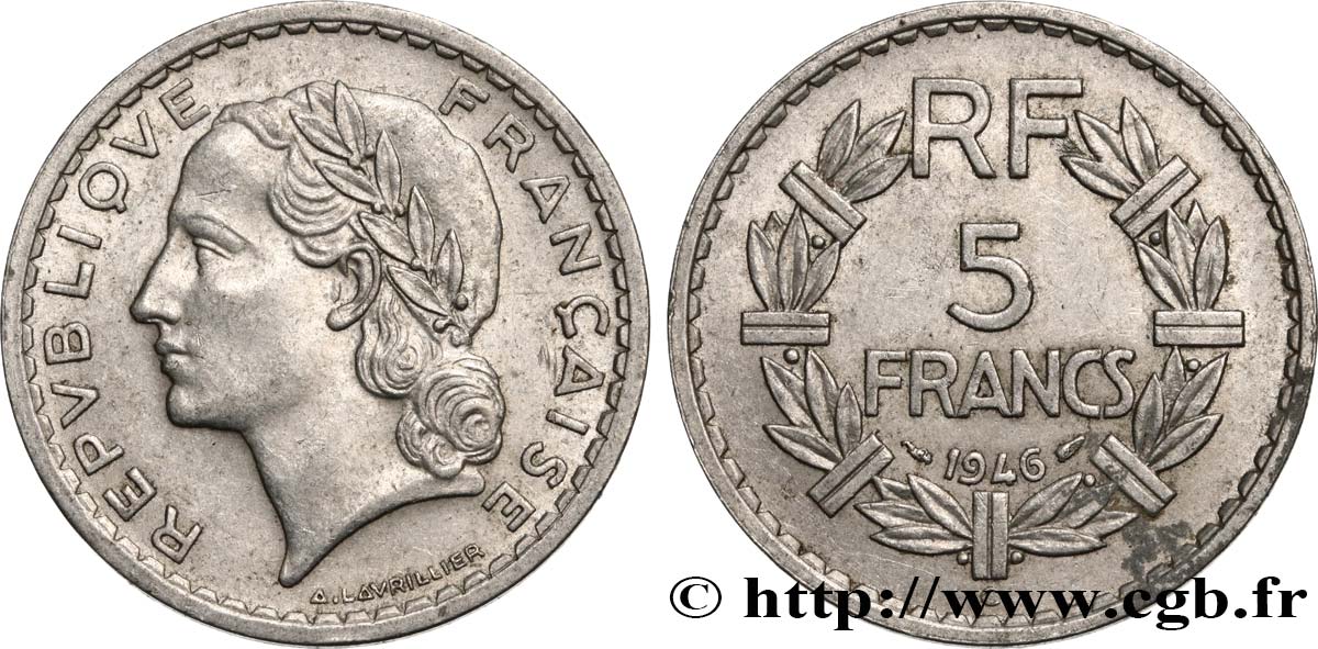 5 francs Lavrillier en aluminium 1946 Castelsarrasin F.339/8 MBC48 