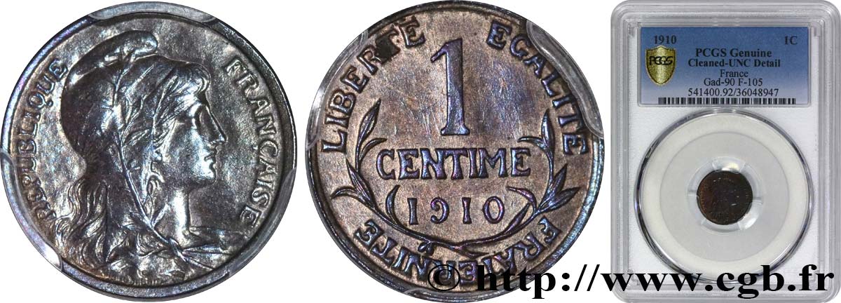 1 centime Daniel-Dupuis 1910 Paris F.105/12 EBC+ PCGS
